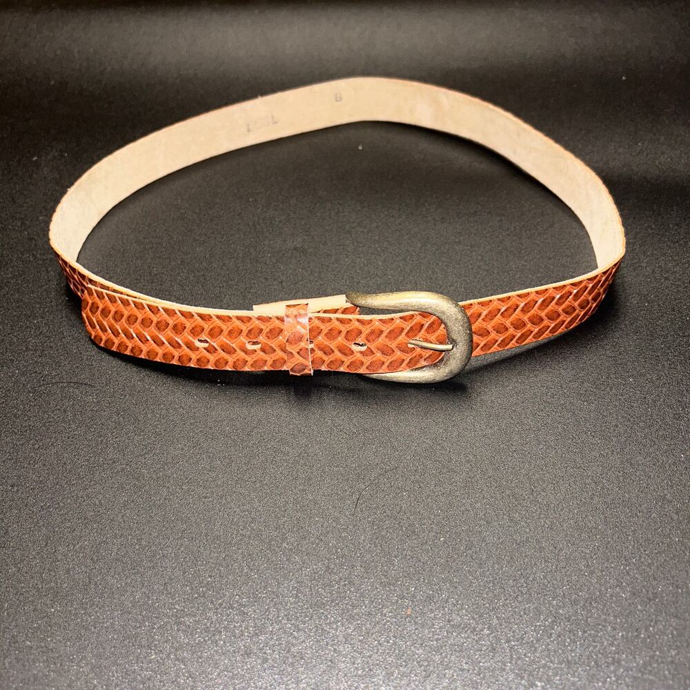 Women's Brown Faux Leather Textured Adjustable Belt Size 8